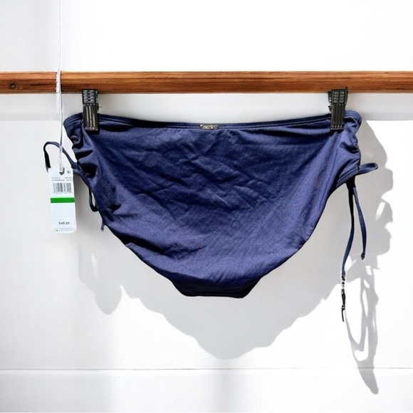 🌻NEW w/tag Anne Cole Navy Hipster Bikini Bottoms Side Drawstrings Size Large - Picture 5 of 10
